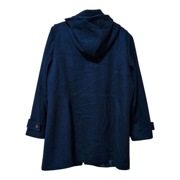 Michael Michael Kors blue Hooded zipper wool coat trench peacoat size 1X aviator - Picture 3 of 10